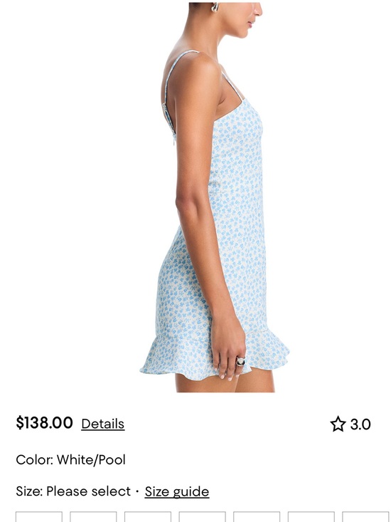 French Connection Dresses & Skirts - French Connection White & Pool Blue Mini Slip Dress with Ruffle Hem